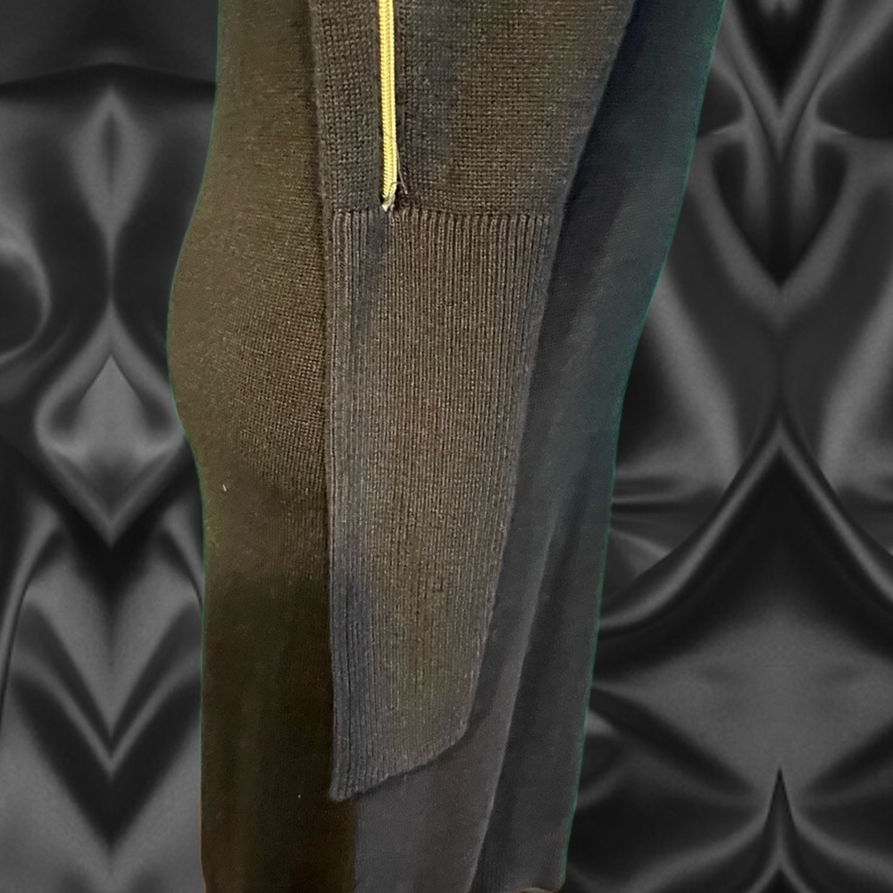 Michael Kors Black Knit Sweater Dress XS with Gold Zippered sleeves EXTRA SMALL - Picture 8 of 16